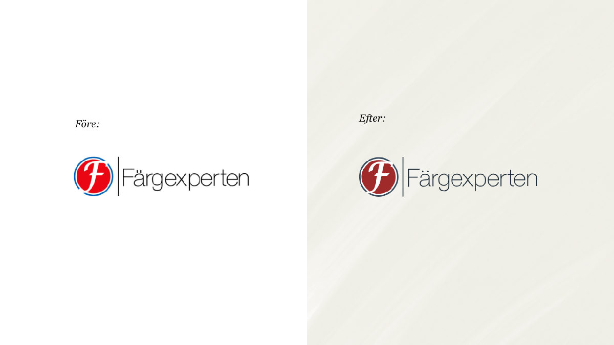 Färgexperten före och efter logotyp refresh